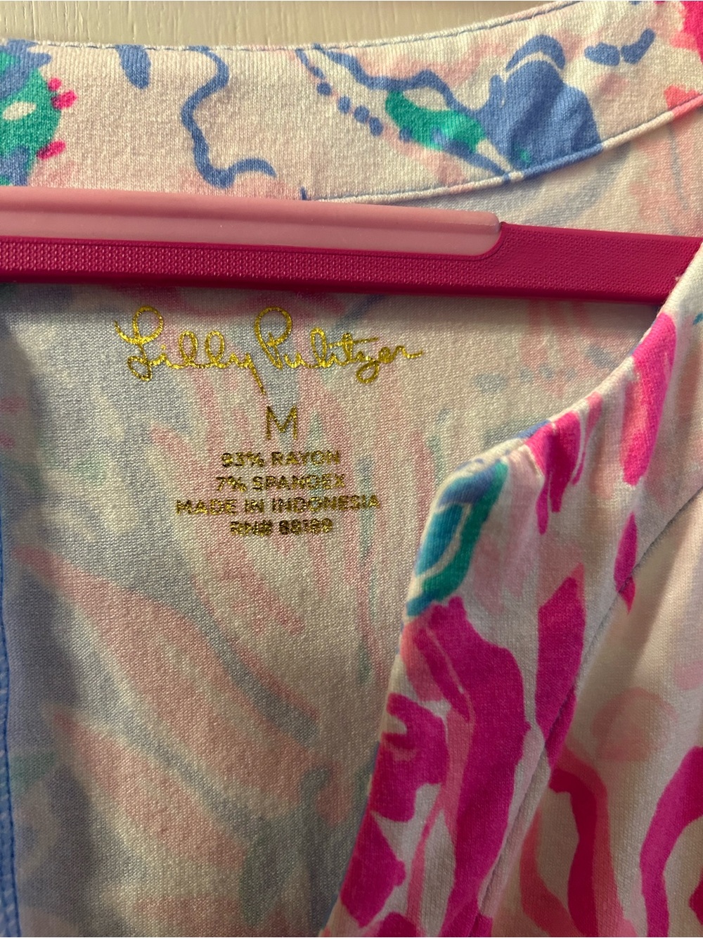 Lilly Pulitzer Pink & Turquoise Floral V-Neck Dress - Picture 2 of 3